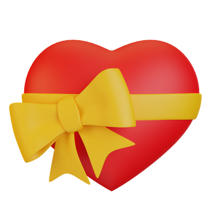 Heart with Ribbon 3D Illustration