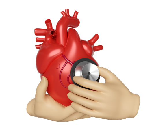 Heart With Stethoscope  3D Icon