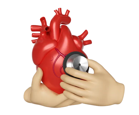 Heart With Stethoscope  3D Icon