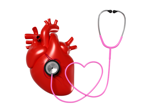 Heart With Stethoscope  3D Icon