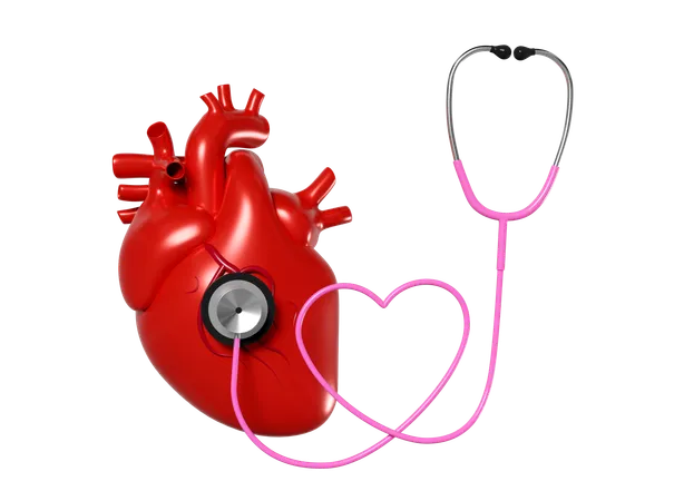 Heart With Stethoscope  3D Icon