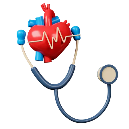 Heart With Stethoscope 3 D Icon 3D Icon