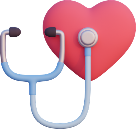 Heart With Stetoscope  3D Icon