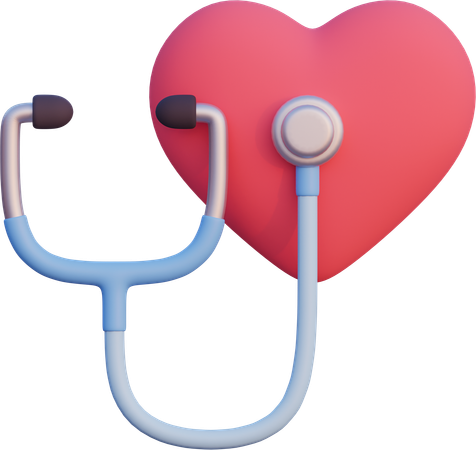 Heart With Stetoscope  3D Icon