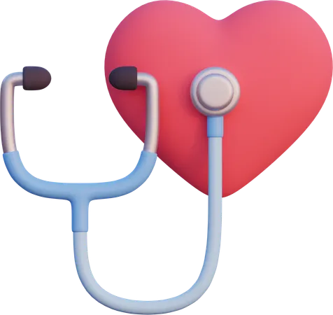 Heart With Stetoscope  3D Icon