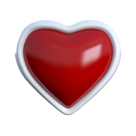 Heart with White Border 3D Icon