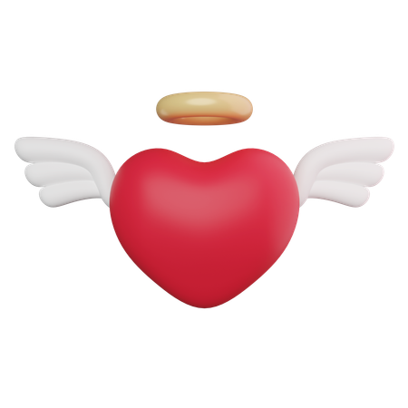 Heart With Wing And Halo  3D Icon