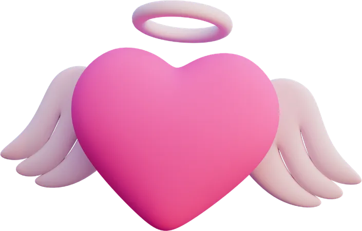 Heart With Wings  3D Icon