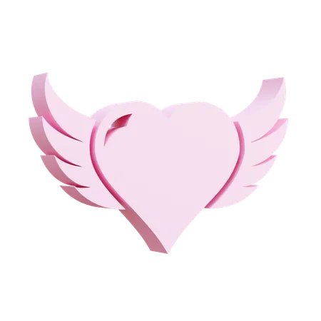 Heart With Wings  3D Icon