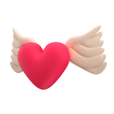 Heart With Wings  3D Icon