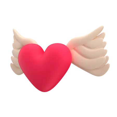 Heart With Wings  3D Icon