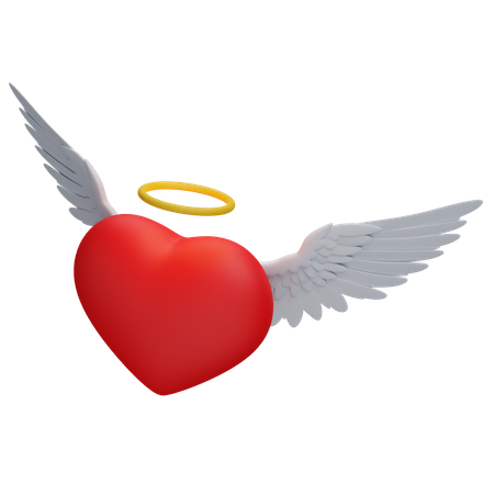 Heart with wings  3D Icon