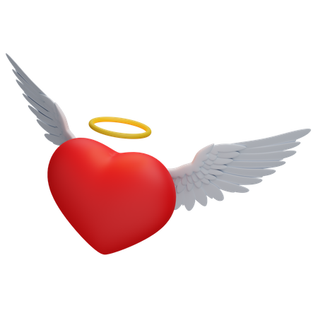 Heart with wings  3D Icon