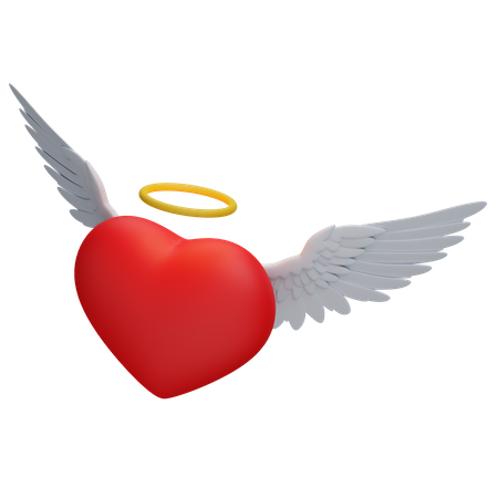 Heart with wings 3D Illustration