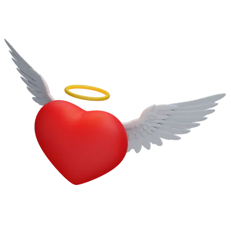 Heart with wings  3D Icon
