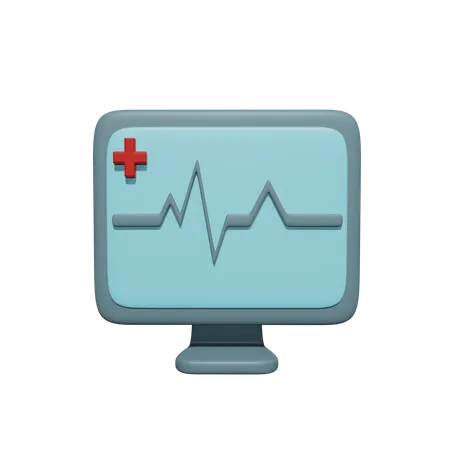 Heartbeat On Monitor  3D Icon