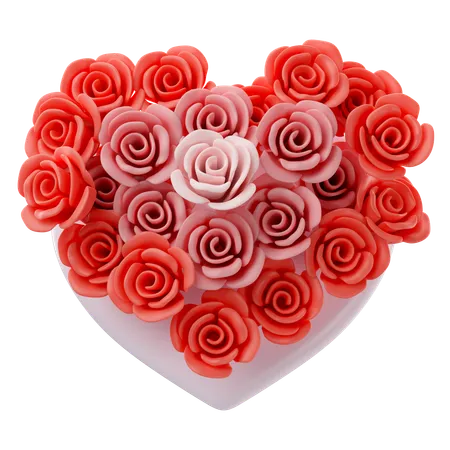 3 D Illustration Of Valentines Roses Heart Icon 3D Icon