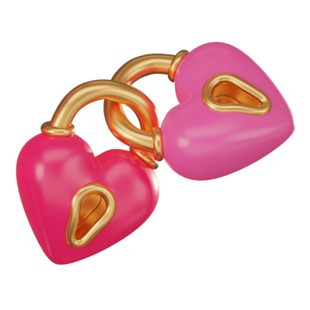 Hearts key lock  3D Icon