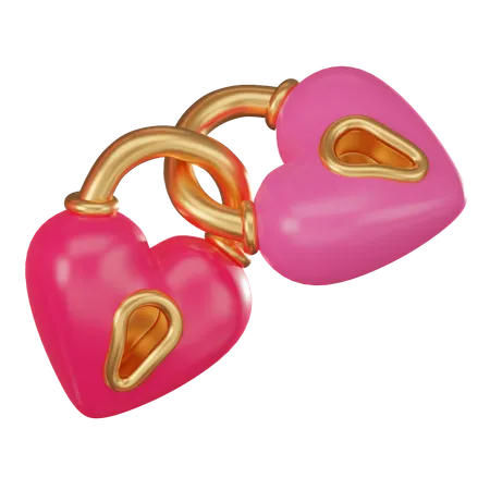 Hearts key lock  3D Icon