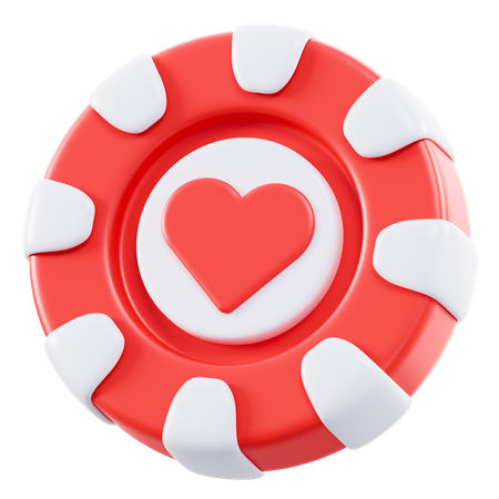 Hearts Poker Chip  3D Icon