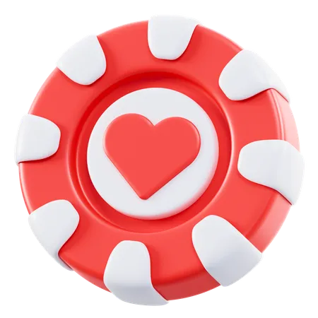 Hearts Poker Chip  3D Icon