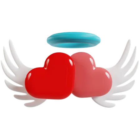 Hearts With Wings  3D Icon