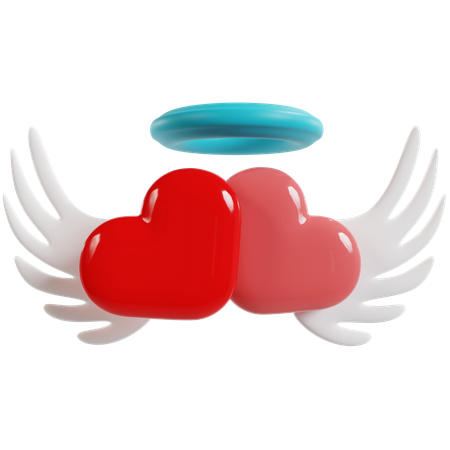 Hearts With Wings  3D Icon