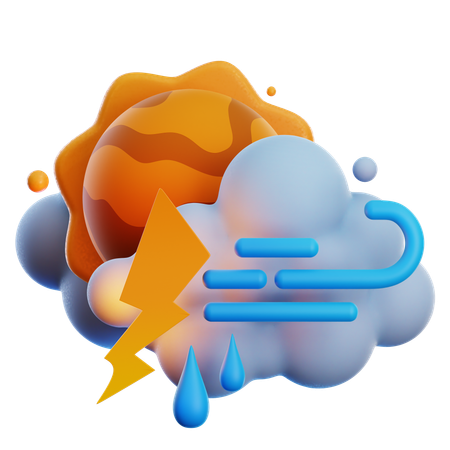 HEAVY DRIZZLE DAY AND LIGHTNING  3D Icon