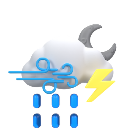 Heavy Drizzling At The Night  3D Icon