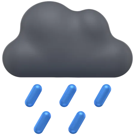 3 D Icon Of A Raining Dark Cloud 3D Icon