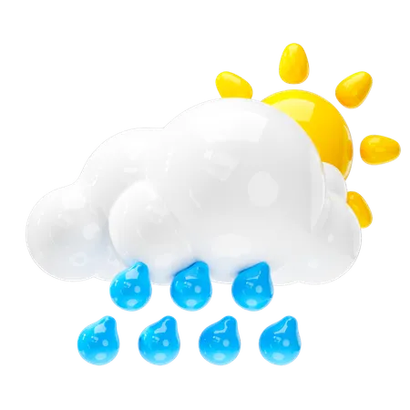 Light Rain Weather Icon Weather Forecast Sign 3D Icon