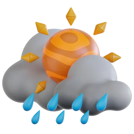 Heavy Rain At Day  3D Icon