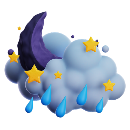 Heavy Rain At Night  3D Icon