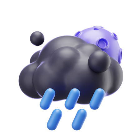 Heavy Rain At Night And Moon 2  3D Icon