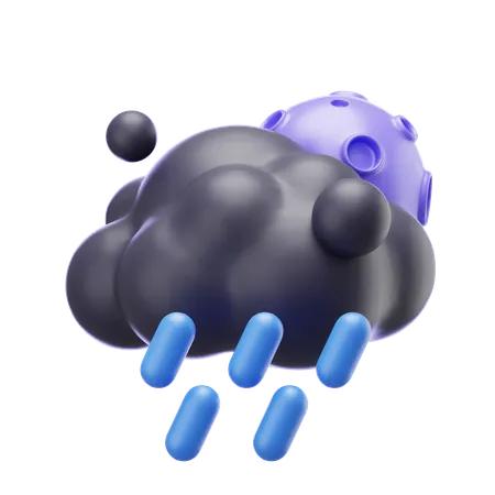 Heavy Rain At Night And Moon 2  3D Icon