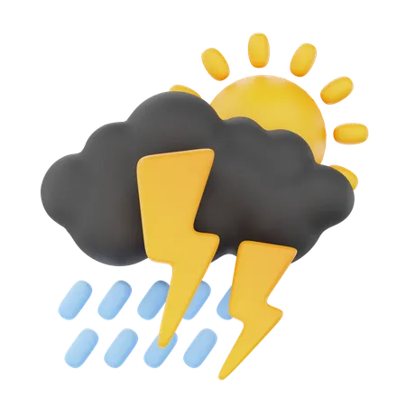 Heavy Rain Thunderstorm Day  3D Icon