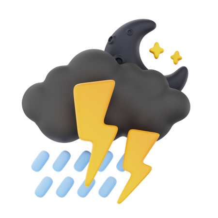 Heavy Rain Thunderstorm Night  3D Icon
