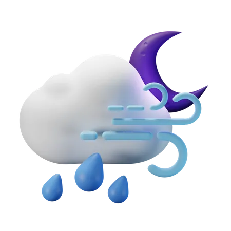 Heavy Rain Windy Night  3D Icon