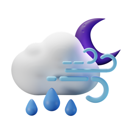 Heavy Rain Windy Night  3D Icon