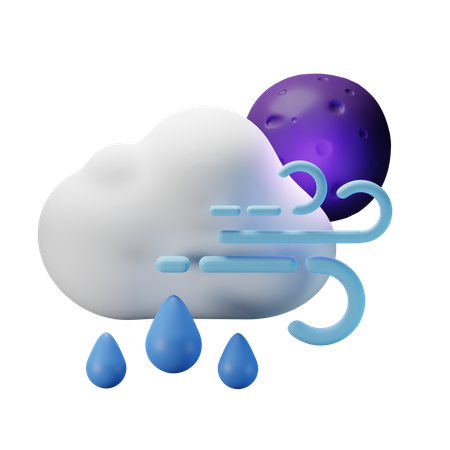 Heavy Rain Windy Night  3D Icon