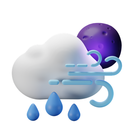 Heavy Rain Windy Night  3D Icon