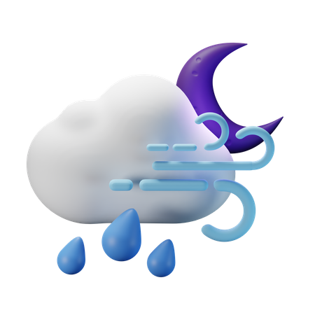 Heavy Rain Windy Night  3D Icon