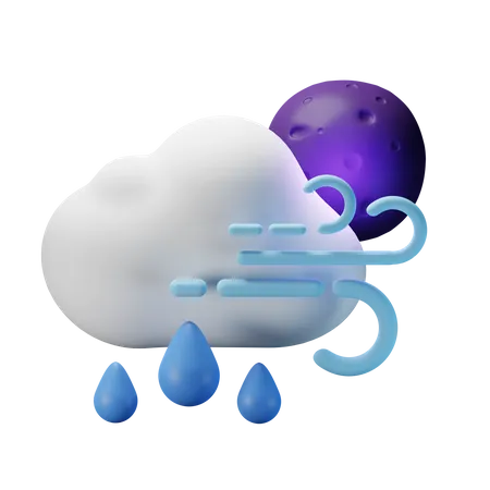 Heavy Rain Windy Night  3D Icon