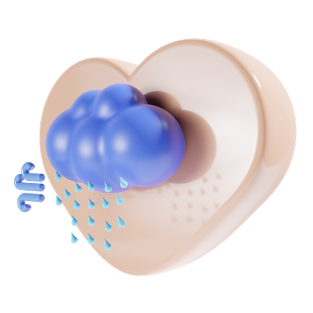 Heavy Rain With Heart  3D Icon