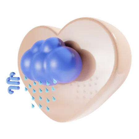 Heavy Rain With Heart  3D Icon