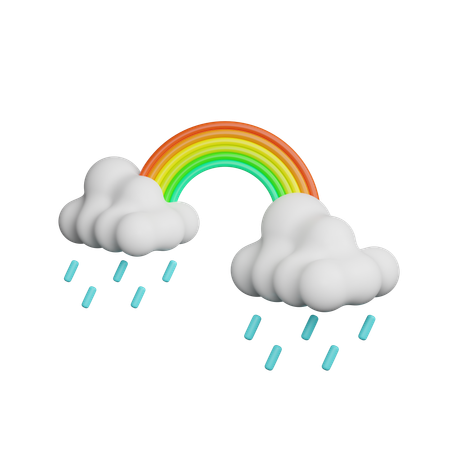 Heavy Rain with Rainbow  3D Icon