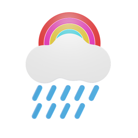 Heavy Rain With Rainbow  3D Icon