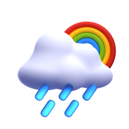 Heavy Rain With Rainbow  3D Icon