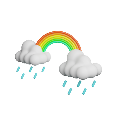 Heavy Rain with Rainbow  3D Icon