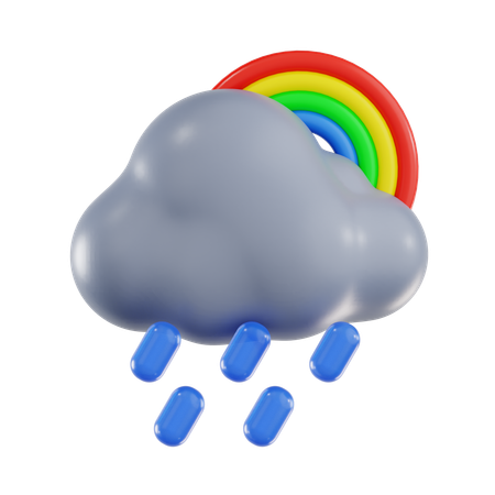 Heavy Rain With Rainbow  3D Icon